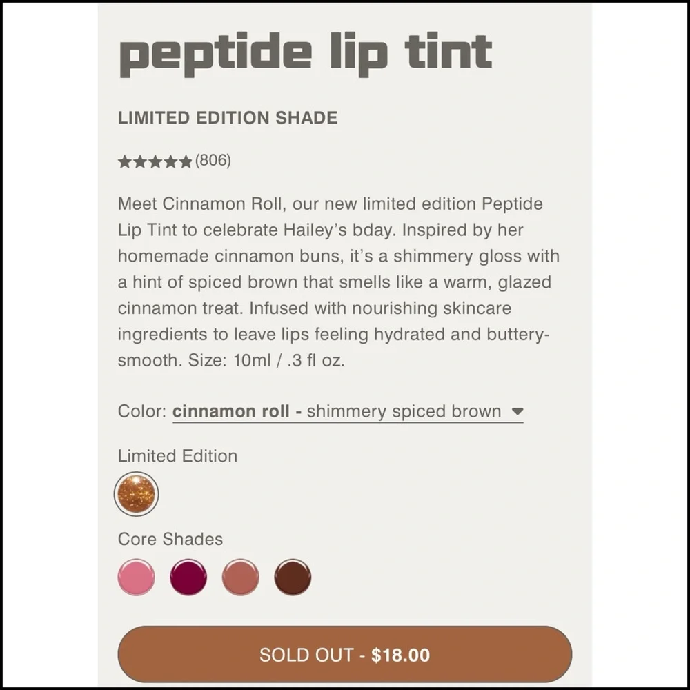 🆕 NIB Rhode Cinnamon Roll Peptide Lip Tint - Picture 7 of 10